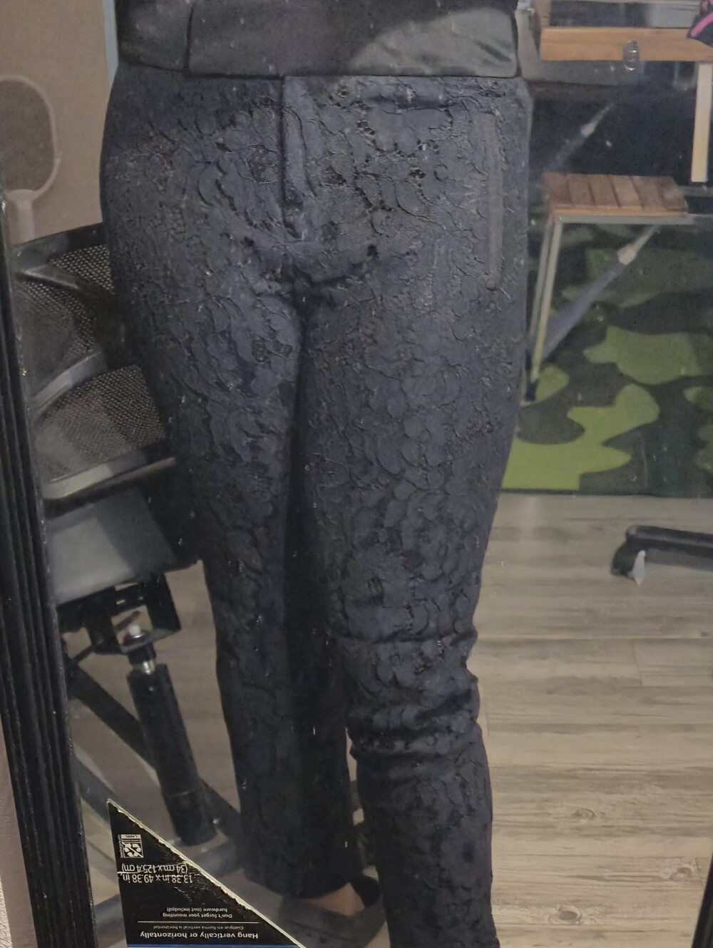 Adrienne Vittadini Black Floral Lace Wide-Leg Trousers Size 8